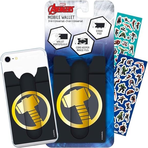 Marvel Avengers Phone Accessories Set with Thor Wallet and Avengers Stickers